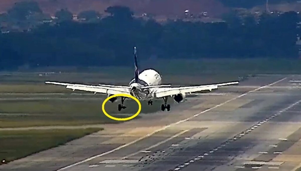 Brezilya'da uçak eksik tekerlekle iniş yaptı