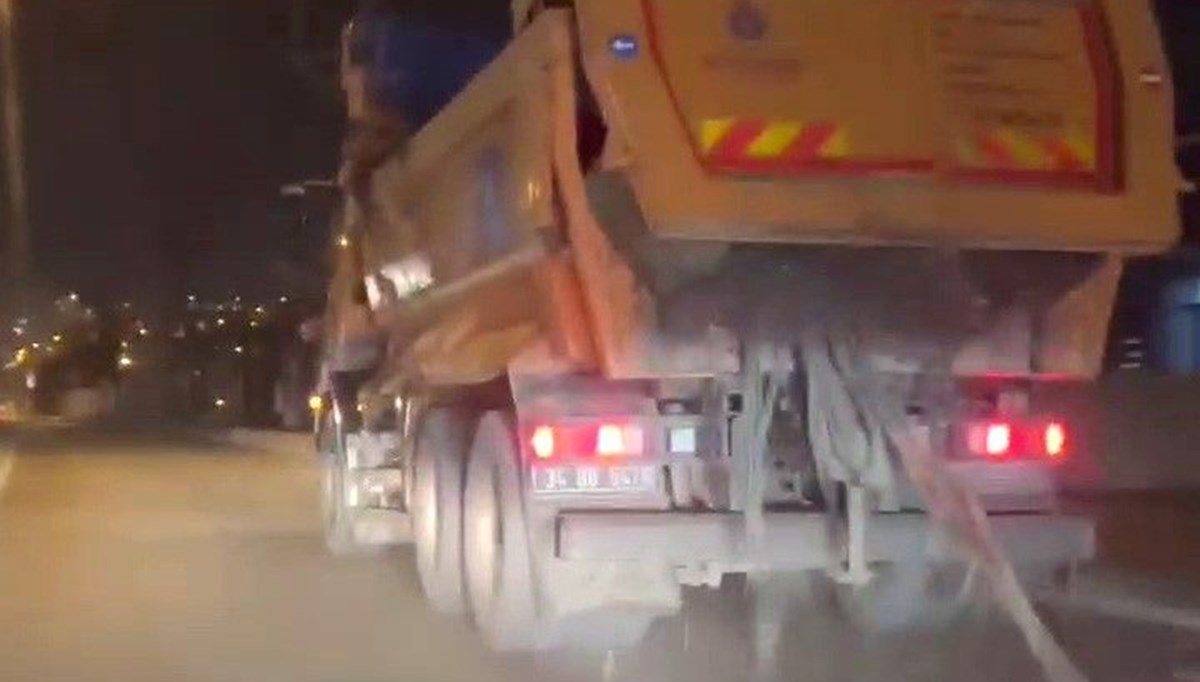 İstanbul'da hafriyat kamyonu tehlike saçtı