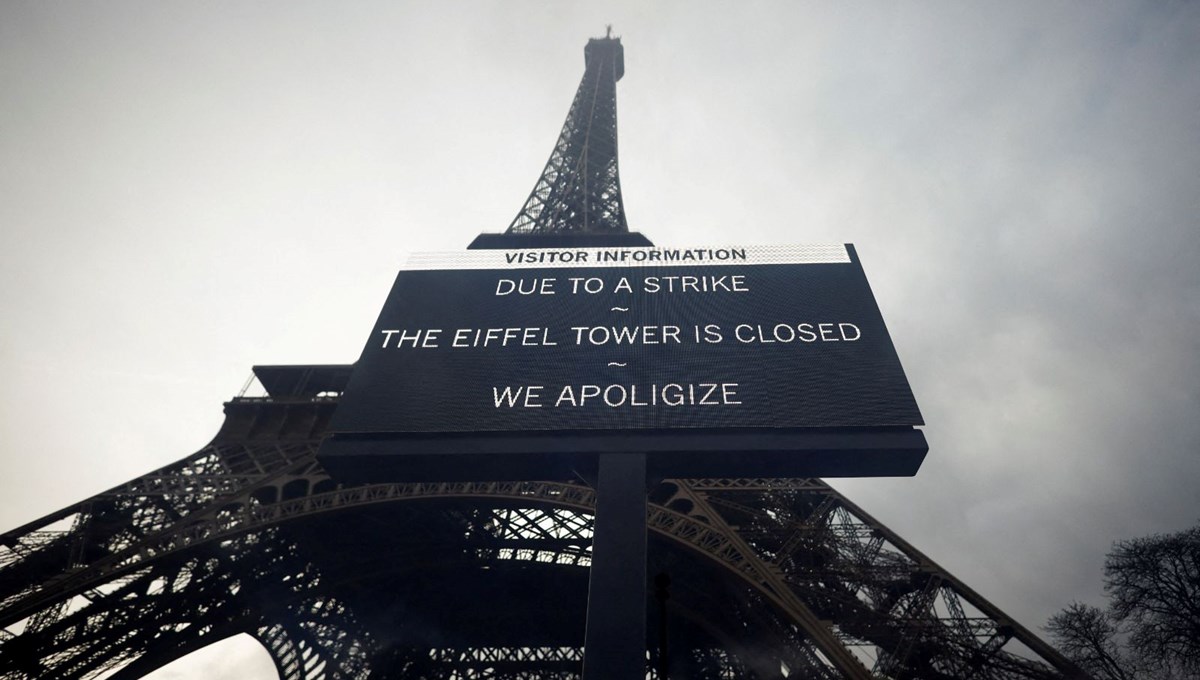 Paris'in simgesi Eyfel Kulesi grev nedeniyle ziyarete kapatıldı