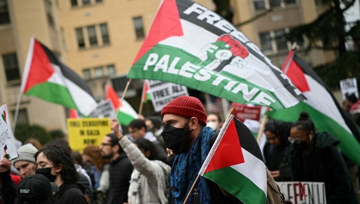 ABD'de İsrail Büyükelçiliği önünde Gazze protestosu