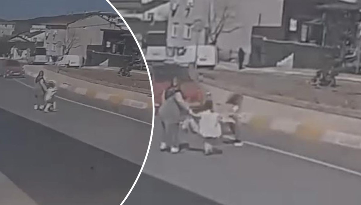 Sultanbeyli’de otomobilin çarptığı kız çocuğu metrelerce savruldu