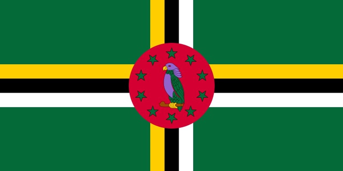Dominika, mor rengi kullanan iki bayraktan biridir.  Bayrağın üzerinde bulunan mor Papağan Sisserou Dominika’nın ulusal kuşu olarak biliniyor.