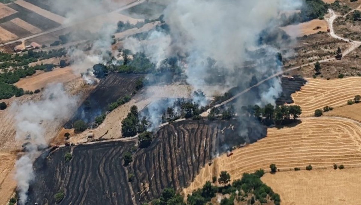 Balıkesir'de tarım arazisinde yangın: Havadan ve karadan müdahale sürüyor