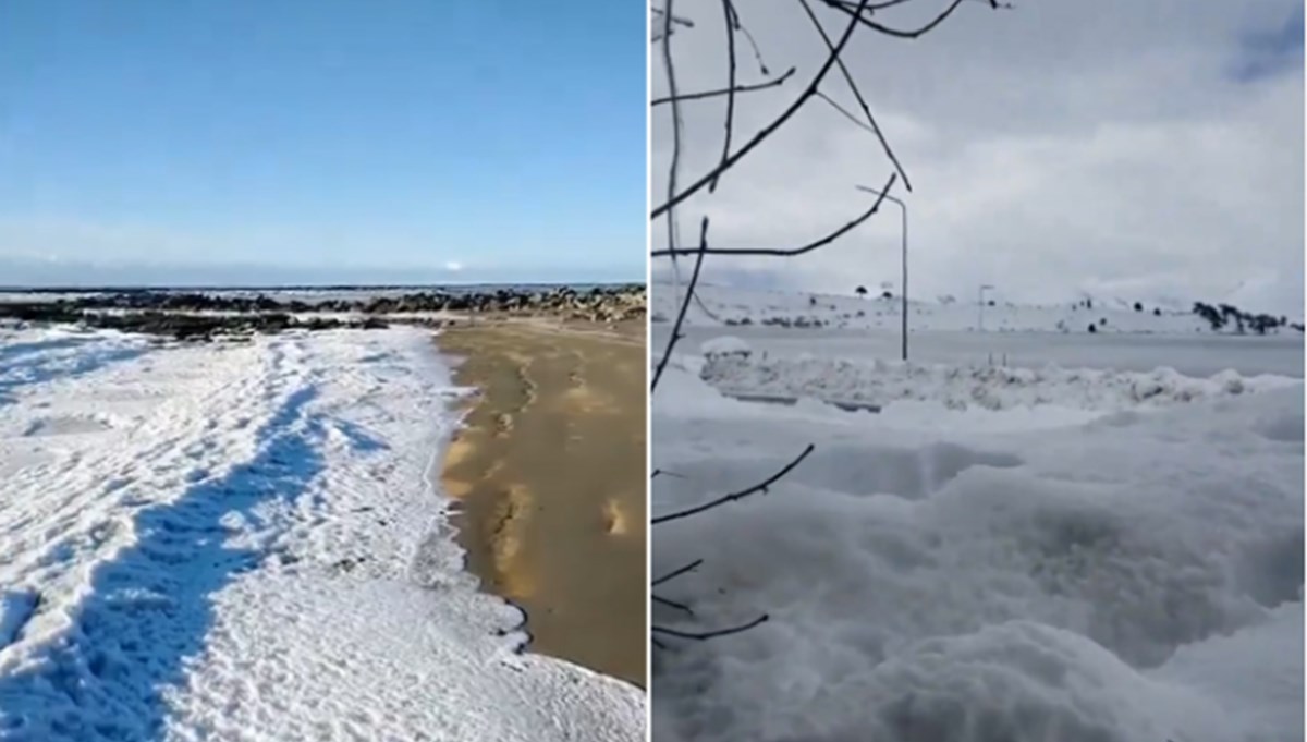 Arjantin'de deniz dondu, dalgalar buza dönüştü